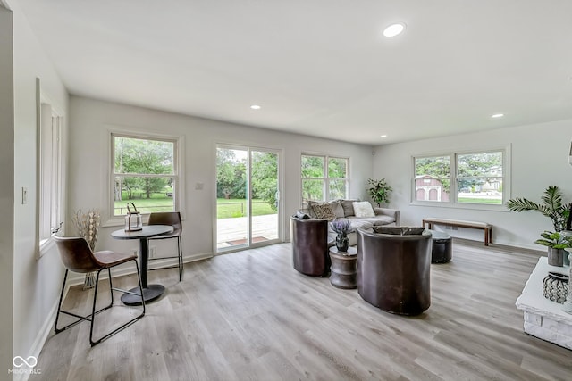 living room with light wood-type flooring