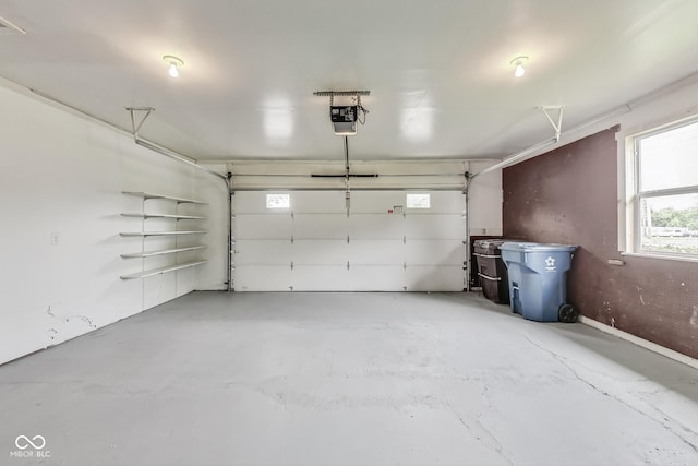 garage with a garage door opener