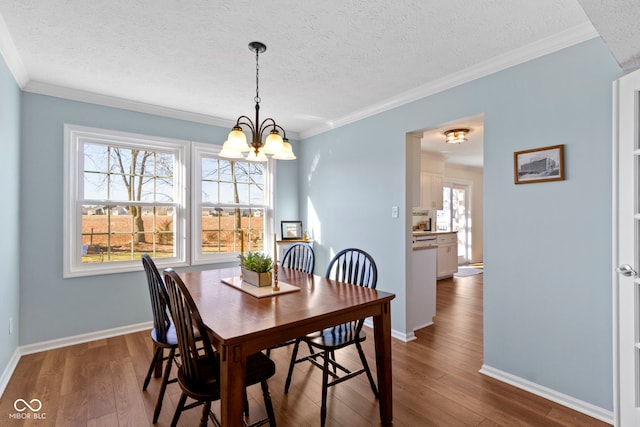 dining room featuring an inviting chandelier, wood-type flooring, and a healthy amount of sunlight