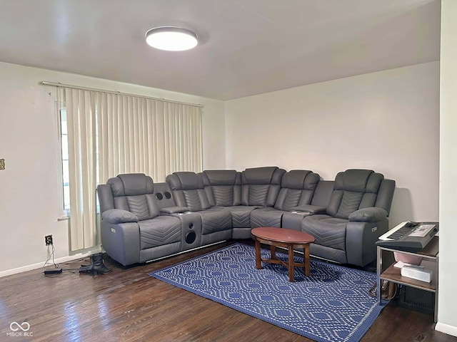 living room featuring dark hardwood / wood-style floors