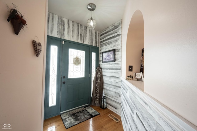 entrance foyer with hardwood / wood-style floors