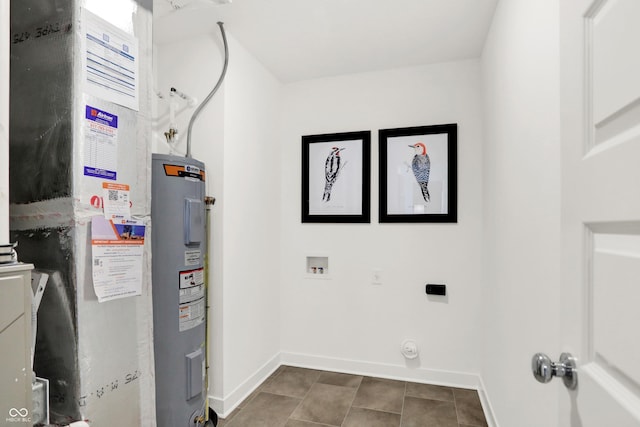 utility room featuring electric water heater and heating unit