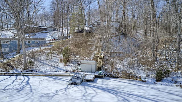 view of yard covered in snow