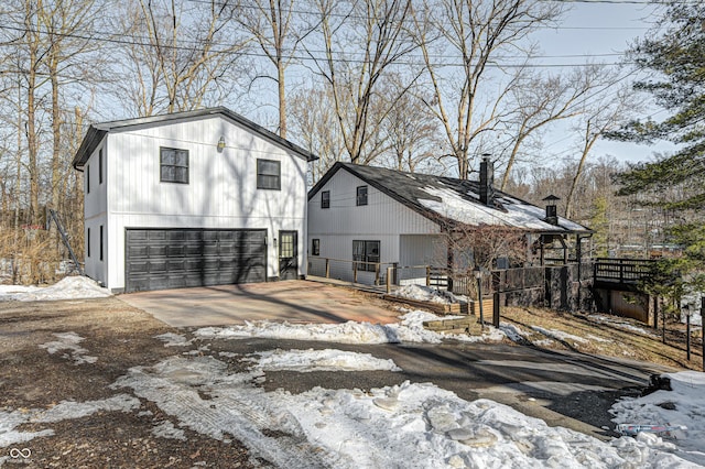 exterior space featuring a garage