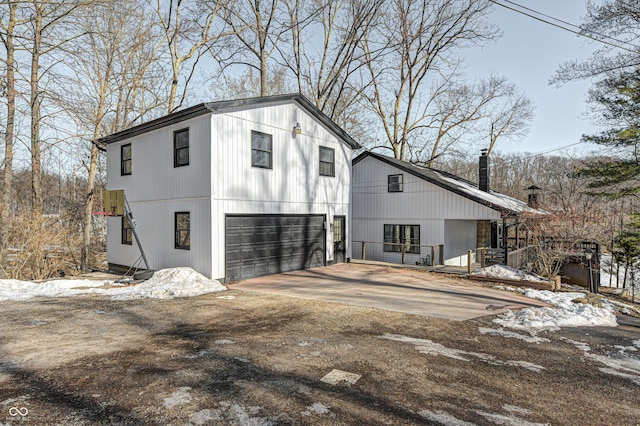 exterior space with a garage