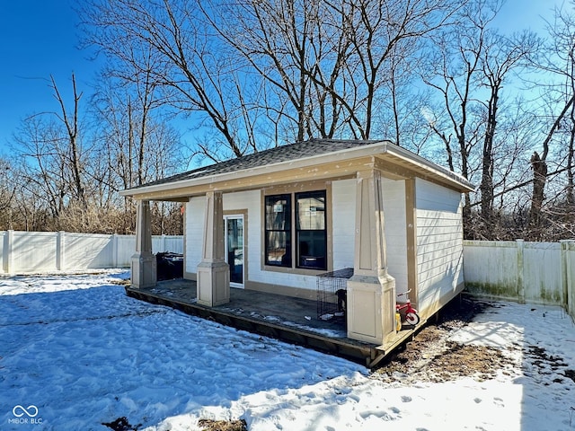 view of snow covered structure