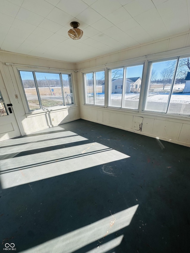 view of unfurnished sunroom