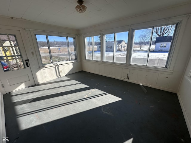 view of unfurnished sunroom