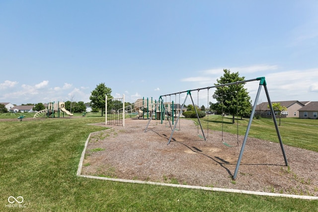 view of playground featuring a yard