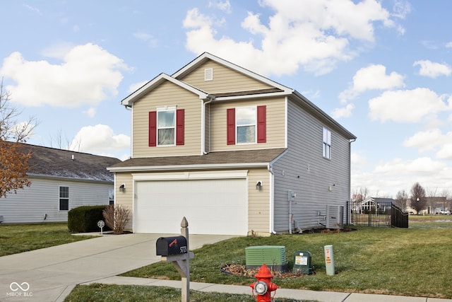 front of property with a garage and a front yard