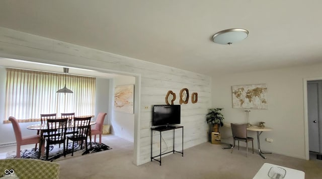 living room with light carpet