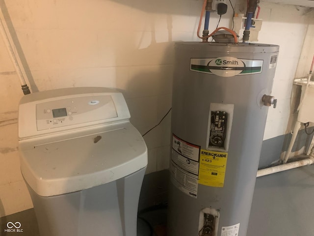 utility room featuring electric water heater