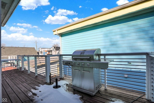 deck featuring grilling area