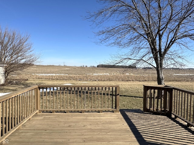 deck featuring a rural view