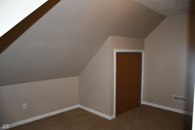 additional living space featuring carpet and lofted ceiling