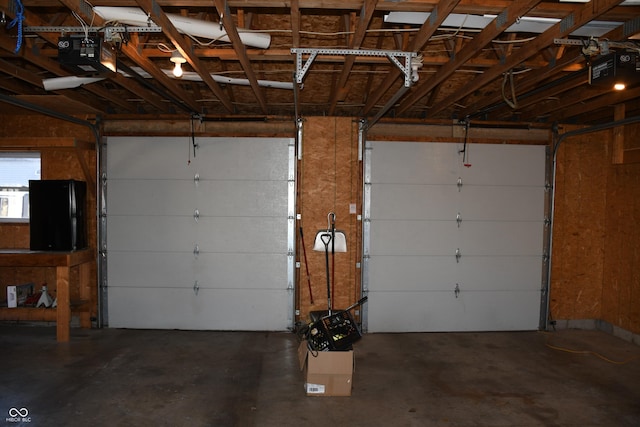 garage with a garage door opener