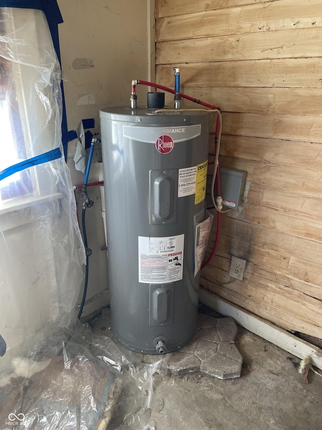 utility room featuring water heater