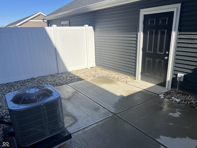 view of patio featuring central air condition unit