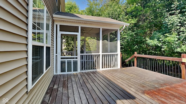 deck featuring a sunroom