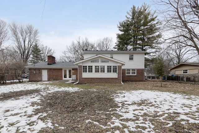 view of snow covered property