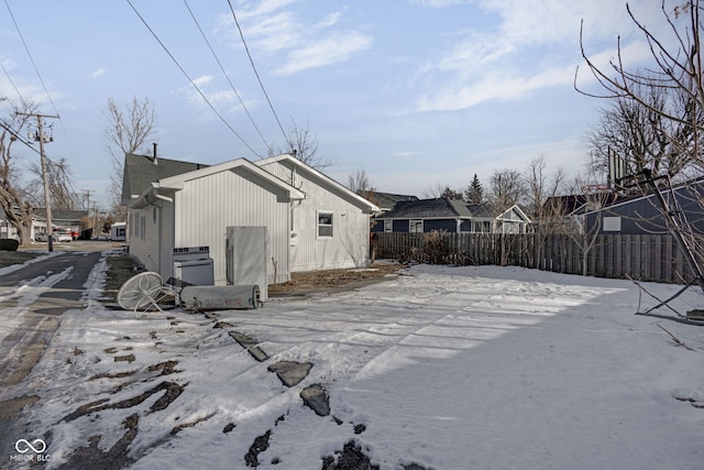 view of snow covered exterior