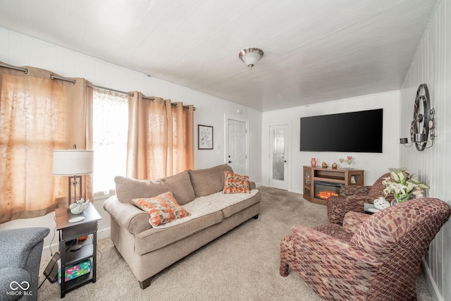 living room with carpet floors