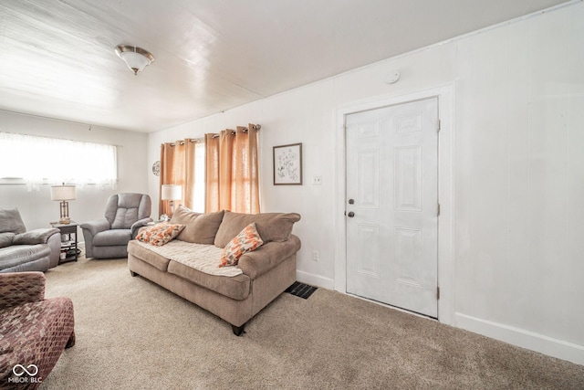 living room with carpet flooring