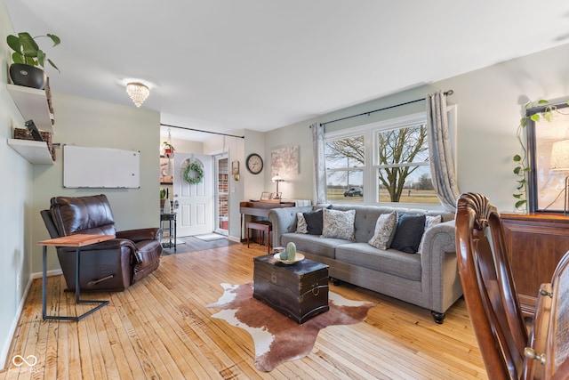 living room with light wood-type flooring