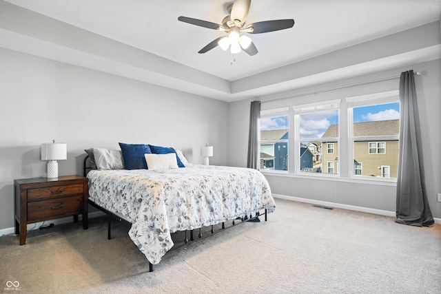 bedroom featuring carpet flooring and ceiling fan