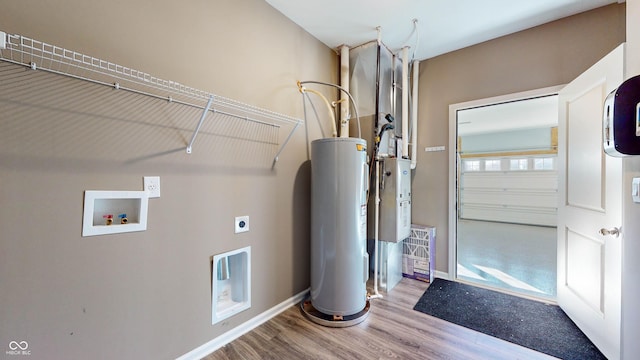 utility room with electric water heater