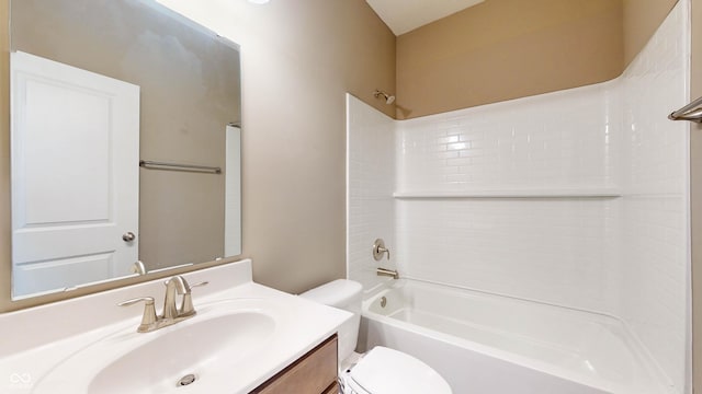 full bathroom featuring vanity, toilet, and shower / bathing tub combination