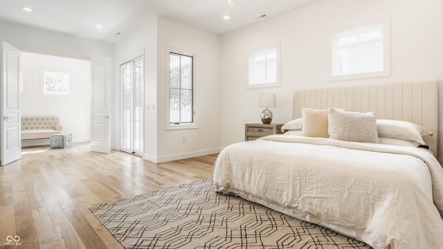 bedroom featuring light wood-type flooring