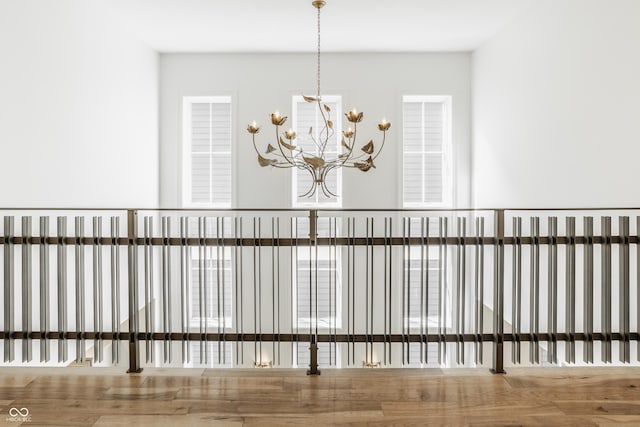 interior details with a chandelier