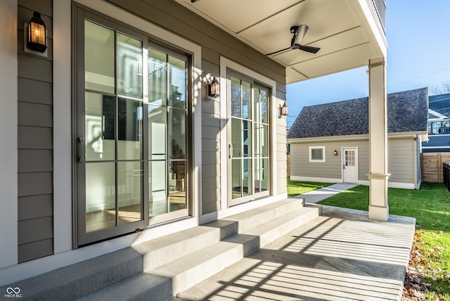 view of patio / terrace with ceiling fan