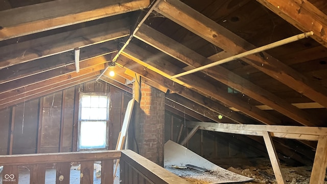 view of unfinished attic