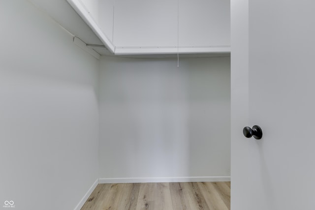 spacious closet with light hardwood / wood-style flooring