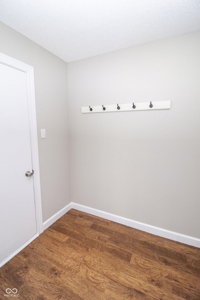 mudroom featuring dark hardwood / wood-style flooring and a textured ceiling