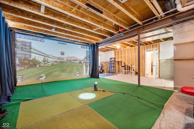 interior space featuring golf simulator