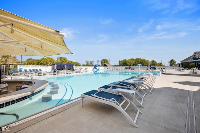 view of pool featuring a patio area