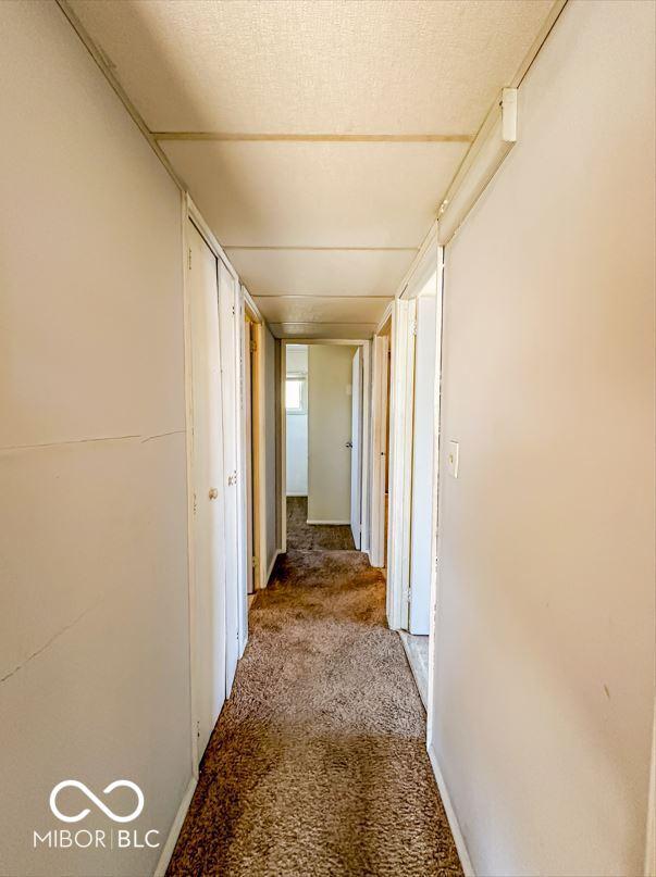 hallway featuring carpet flooring