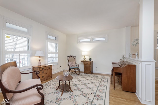 living area featuring light hardwood / wood-style flooring