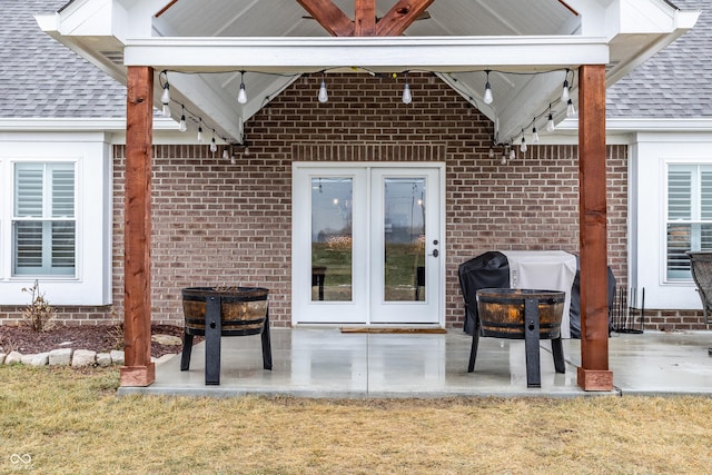 view of patio featuring french doors