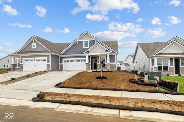 craftsman inspired home with central AC and a garage