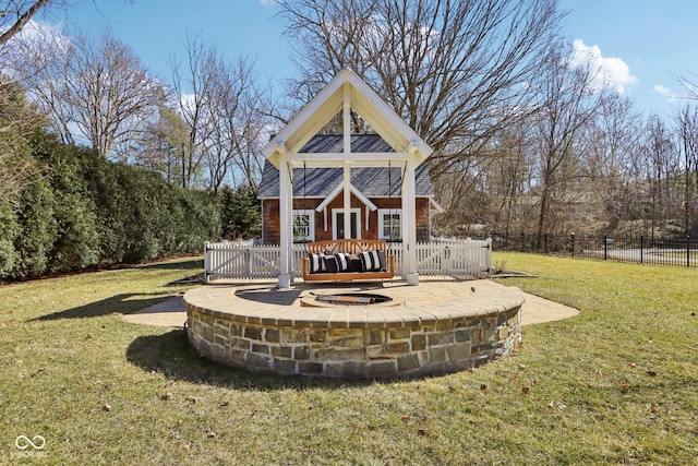 view of yard with a patio area and fence