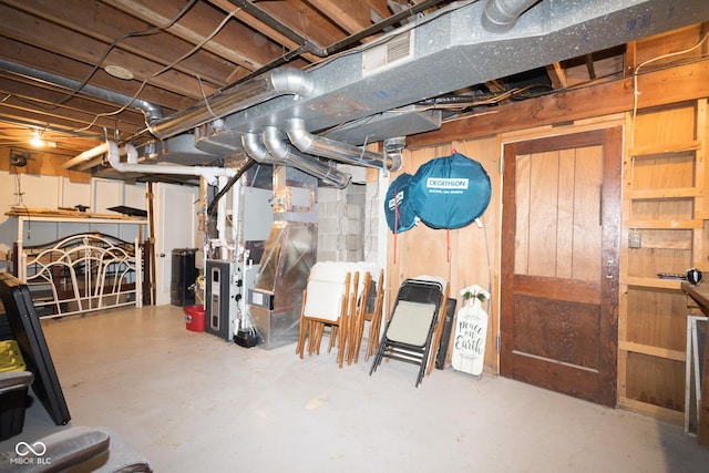 basement with heating unit