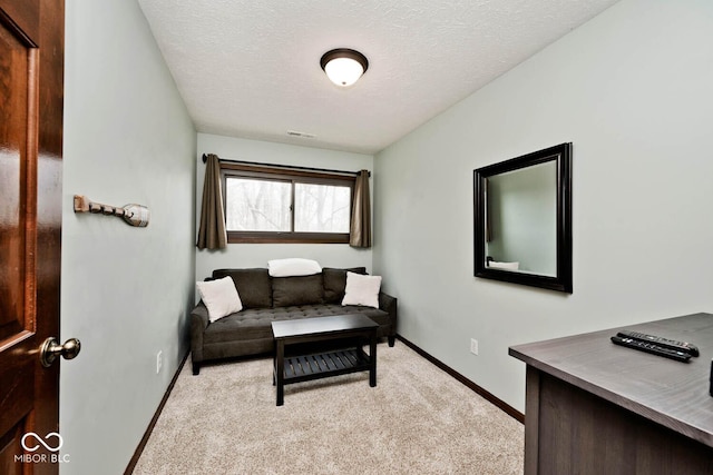 interior space with a textured ceiling