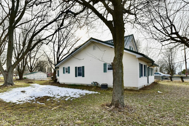 view of snow covered property