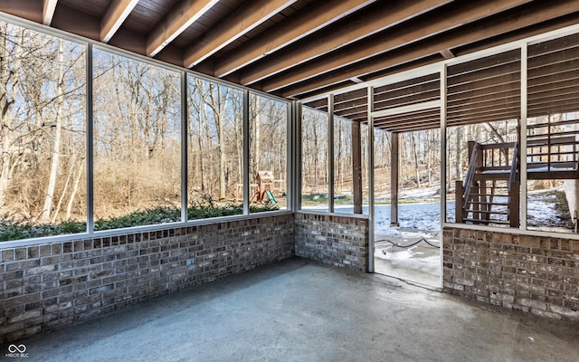 view of unfurnished sunroom