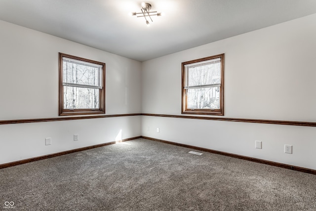 carpeted spare room featuring a healthy amount of sunlight