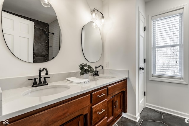 bathroom featuring vanity and tile patterned floors